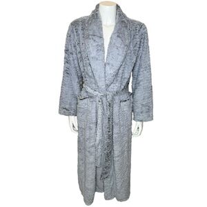 Soma Luxe Plush Robe S/M Shawl Collar Belted Pockets Gray